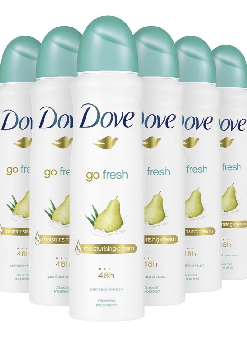 Dove Go Fresh Pear & Aloe Vera Antiperspirant Deodorant Spray 6 x 250ml - Image 1